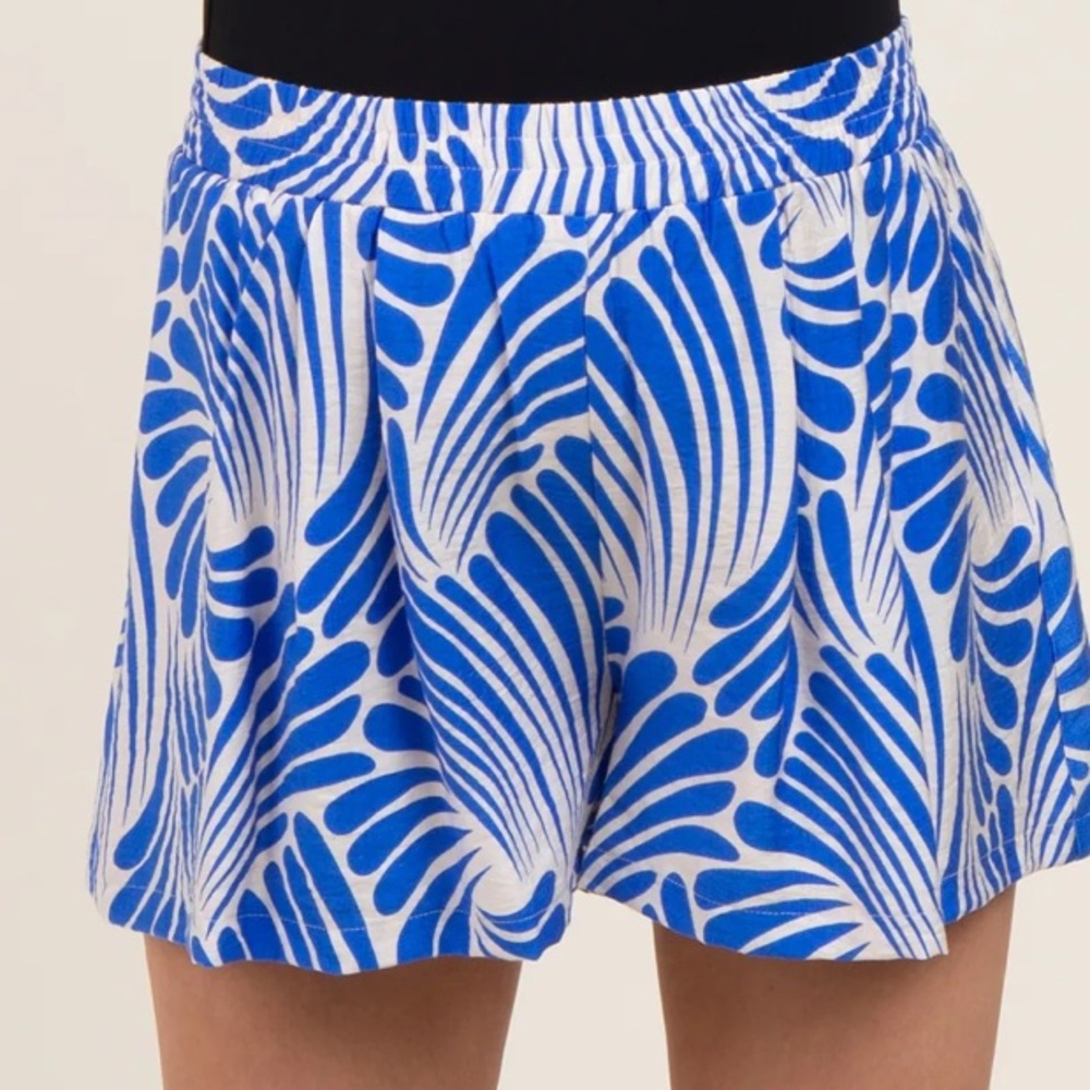 Bibi Royal Blue Printed Elastic Waist Band Maternity Shorts